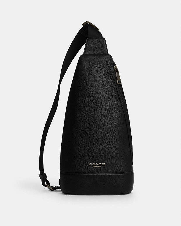 Dominic Sling Pack Pebbled Leather-Gunmetal-Black Pebbled Leather-Gunmetal-Black