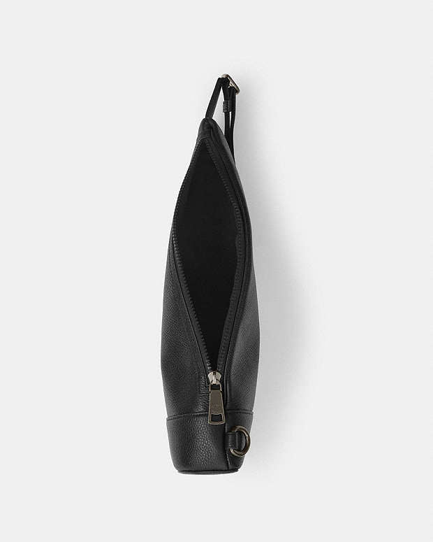 Dominic Sling Pack Pebbled Leather-Gunmetal-Black Pebbled Leather-Gunmetal-Black