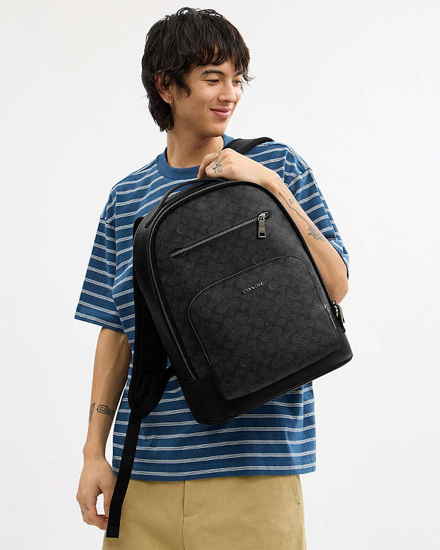 Ethan Backpack In Signature Canvas Signature Canvas-Gunmetal-Charcoal-Black Signature Canvas-Gunmetal-Charcoal-Black