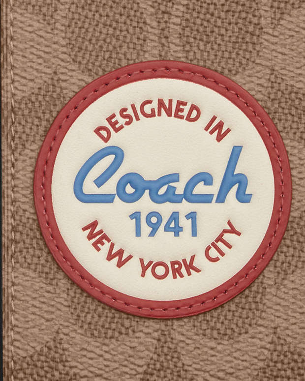 Luggage Tag In Signature Canvas With Patches Signature Canvas-Gunmetal-Tan Multi Signature Canvas-Gunmetal-Tan Multi