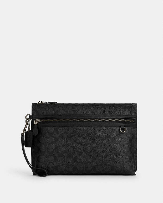 Carry All Pouch In Signature Canvas Signature Canvas-Gunmetal-Charcoal-Black Signature Canvas-Gunmetal-Charcoal-Black