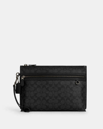 Carry All Pouch In Signature Canvas Signature Canvas-Gunmetal-Charcoal-Black Signature Canvas-Gunmetal-Charcoal-Black