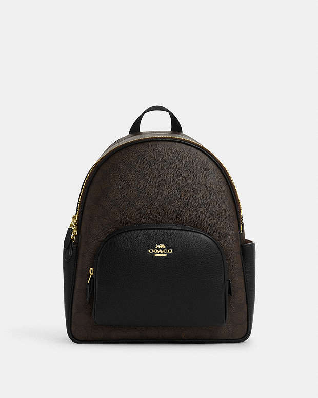 Court Backpack In Signature Canvas Signature Canvas-Gold-Walnut-Black Signature Canvas-Gold-Walnut-Black