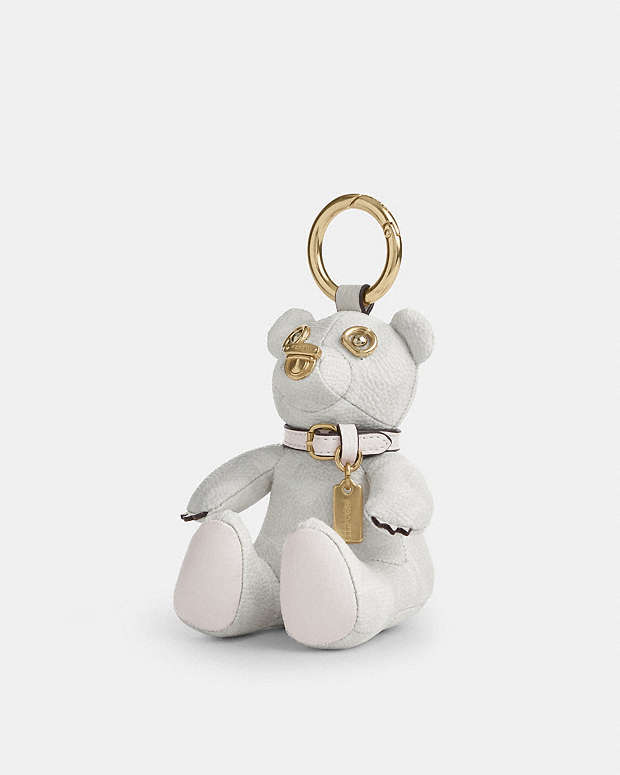 Collectible Bear Bag Charm In Signature Canvas Gold-White-Chalk Gold-White-Chalk