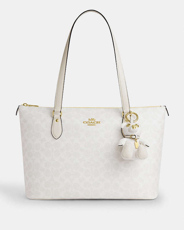 Collectible Bear Bag Charm In Signature Canvas Gold-White-Chalk Gold-White-Chalk