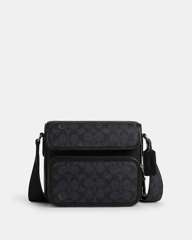 Sullivan Flap Crossbody Bag In Signature Canvas Signature Canvas-Gunmetal-Charcoal-Black Signature Canvas-Gunmetal-Charcoal-Black