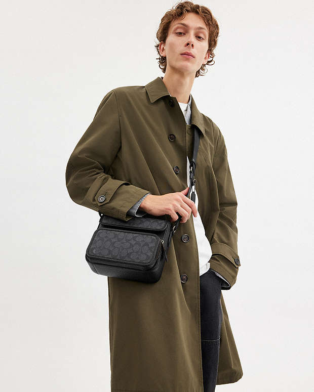 Sullivan Flap Crossbody Bag In Signature Canvas Signature Canvas-Gunmetal-Charcoal-Black Signature Canvas-Gunmetal-Charcoal-Black