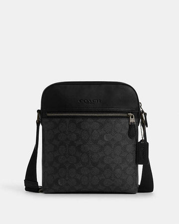 Houston Flight Bag In Signature Canvas Signature Canvas-Gunmetal-Charcoal-Black Signature Canvas-Gunmetal-Charcoal-Black