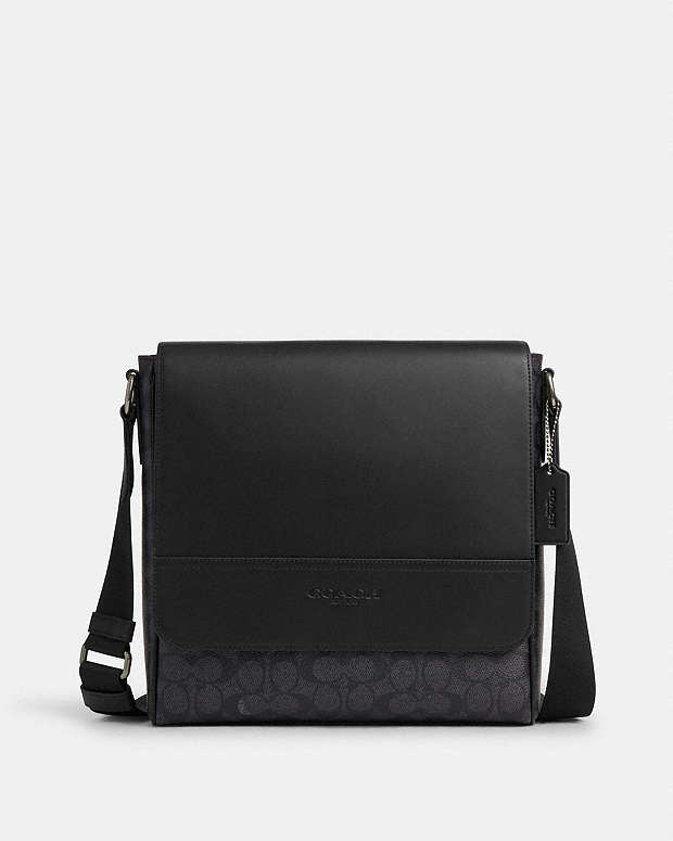 Houston Map Bag In Signature Canvas Signature Canvas-Gunmetal-Charcoal-Black Signature Canvas-Gunmetal-Charcoal-Black