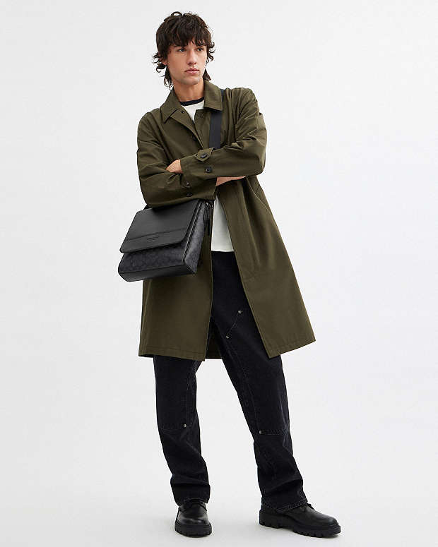 Houston Map Bag In Signature Canvas Signature Canvas-Gunmetal-Charcoal-Black Signature Canvas-Gunmetal-Charcoal-Black