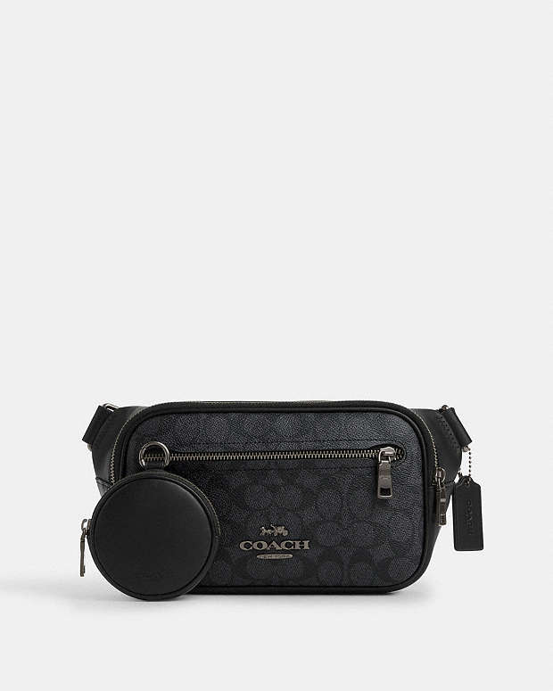 Elias Belt Bag In Signature Canvas Signature Canvas-Gunmetal-Charcoal-Black Signature Canvas-Gunmetal-Charcoal-Black