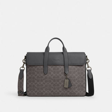 Coach Sullivan Portfolio Brief In Signature Canvas Qb Grey Charcoal