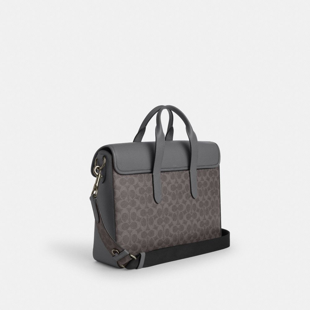 Coach Sullivan Portfolio Brief In Signature Canvas Qb Grey Charcoal