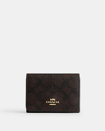 Card Holder Wallet In Blocked Signature Canvas Signature Canvas-Gold-Walnut-Tan Signature Canvas-Gold-Walnut-Tan