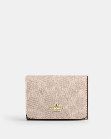 Card Holder Wallet In Blocked Signature Canvas Signature Canvas-Gold-Sand-Tan Signature Canvas-Gold-Sand-Tan