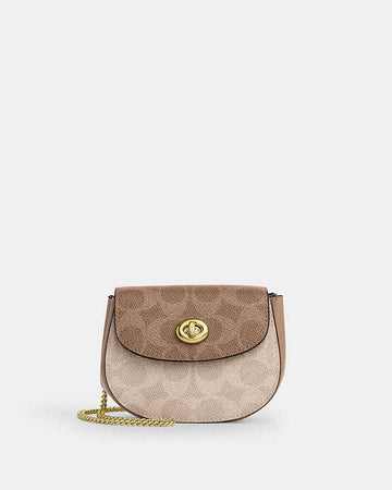 Turnlock Card Case In Blocked Signature Canvas Signature Canvas-Gold-Sand-Tan Signature Canvas-Gold-Sand-Tan