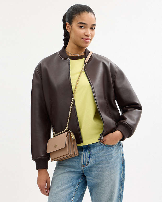 Mini Klare Crossbody Bag Crossgrain Leather-Gold-Taupe Crossgrain Leather-Gold-Taupe