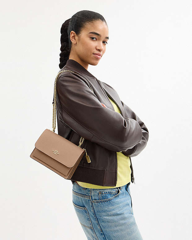 Mini Klare Crossbody Bag Crossgrain Leather-Gold-Taupe Crossgrain Leather-Gold-Taupe