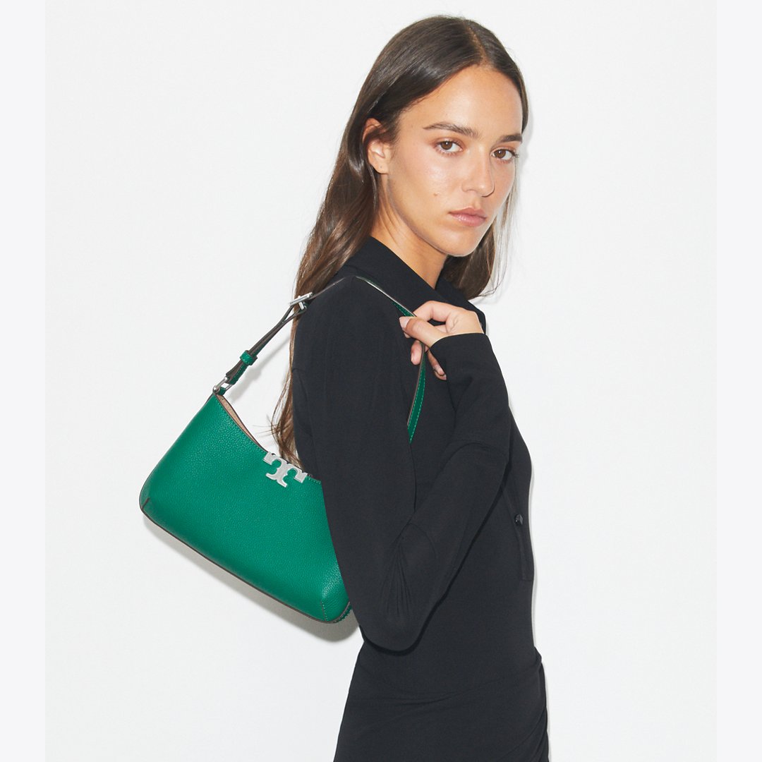 Tory Burch Eleanor Soft Slim Shoulder Bag Dark Kale