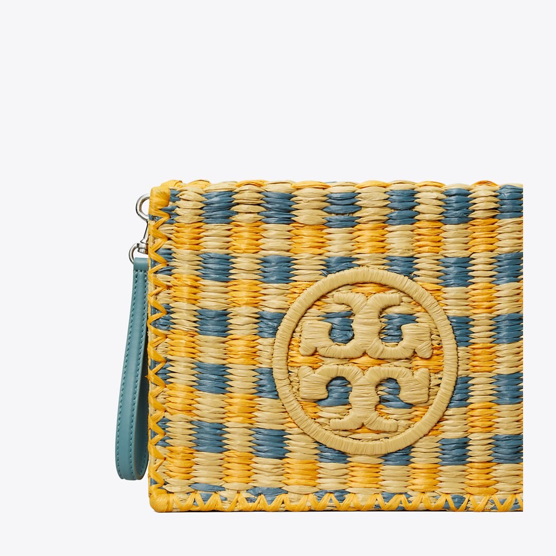 Tory Burch Ella Hand-Crocheted Pouch Deep Turquoise