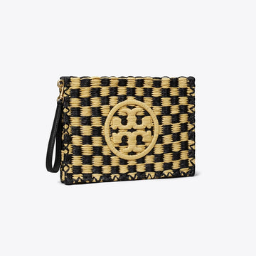 Tory Burch Ella Straw Pouch Black / Natural