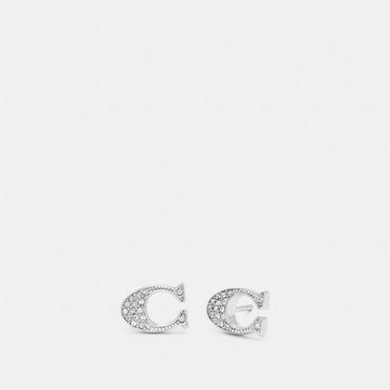 Coach Signature Stud Earrings Silver