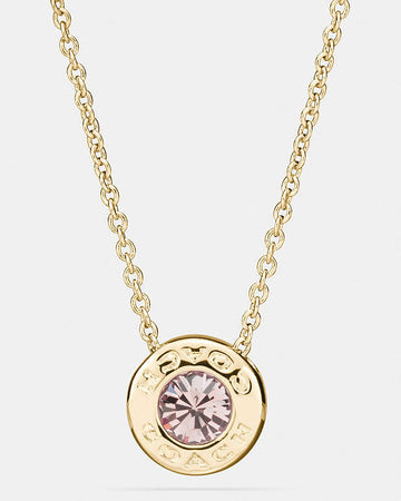 Open Circle Stone Necklace Gold Gold