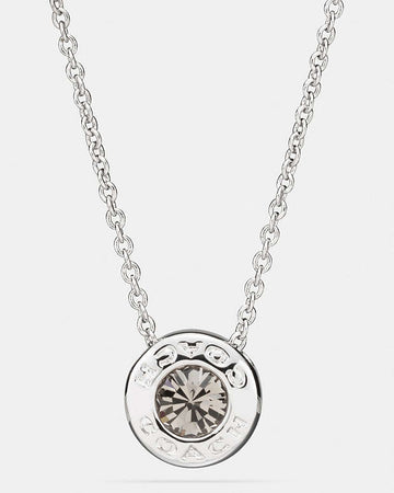 Open Circle Stone Necklace Silver Silver