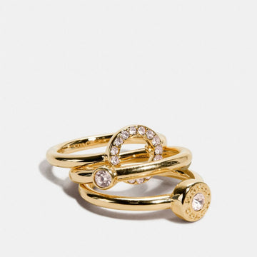 Coach Open Circle Halo Ring Set Gold