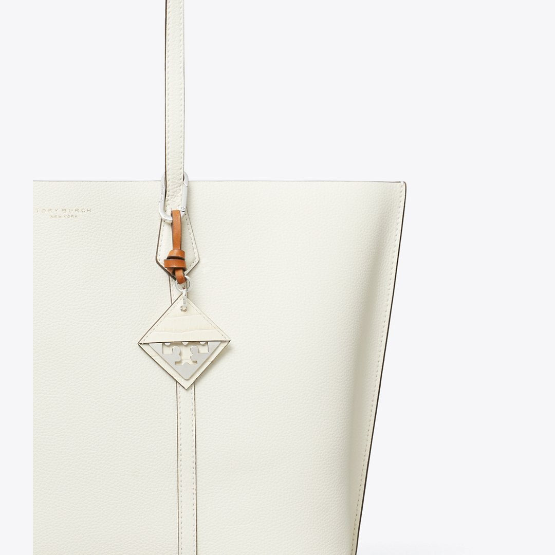 Tory Burch Hidden Logo Croc-Embossed Key Charm Blanc