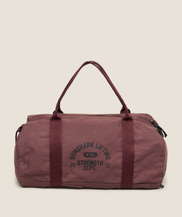 Women's Gymshark Strength Dept Canvas Duffle Bag Burgundy Brown