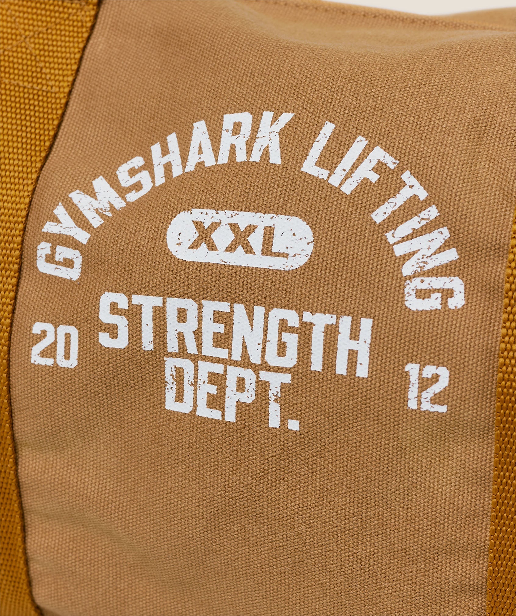 Women's Gymshark Strength Dept Mini Canvas Duffle Bag Antique Gold
