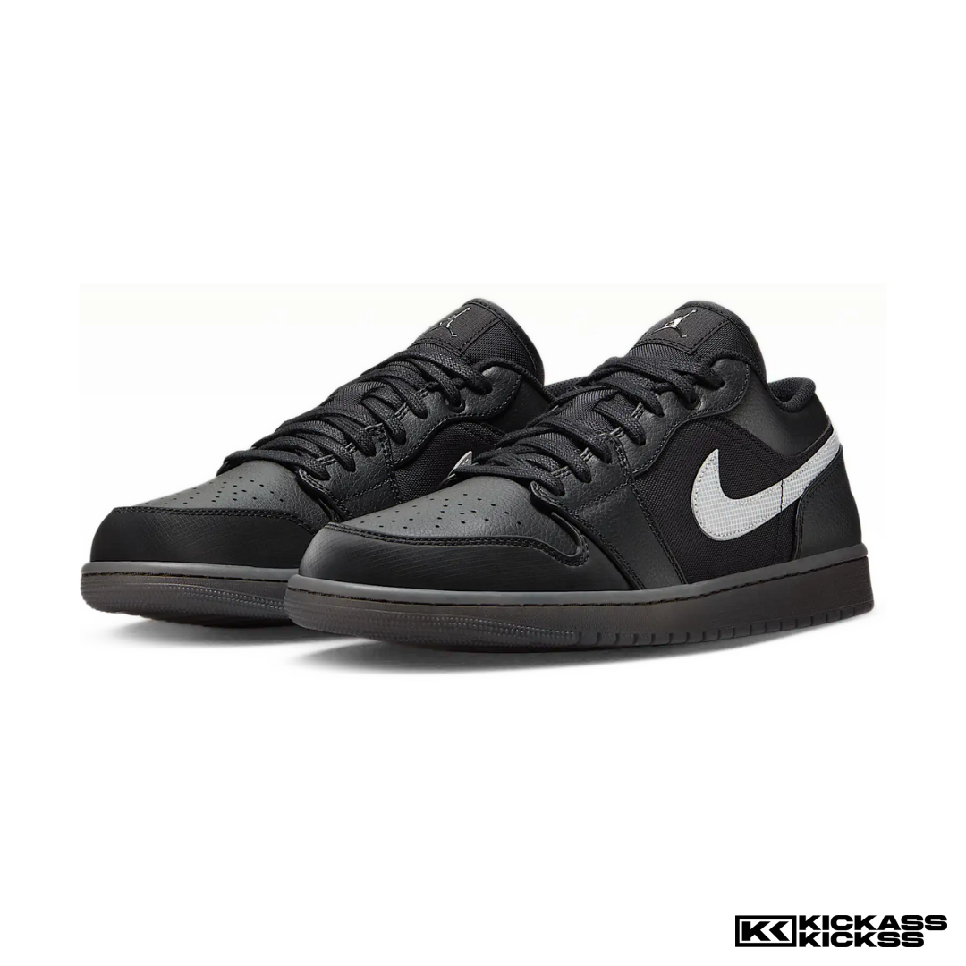 Jordan 1 Low Black White Dark Smoke Grey (REFLECTIVE SWOOSH)