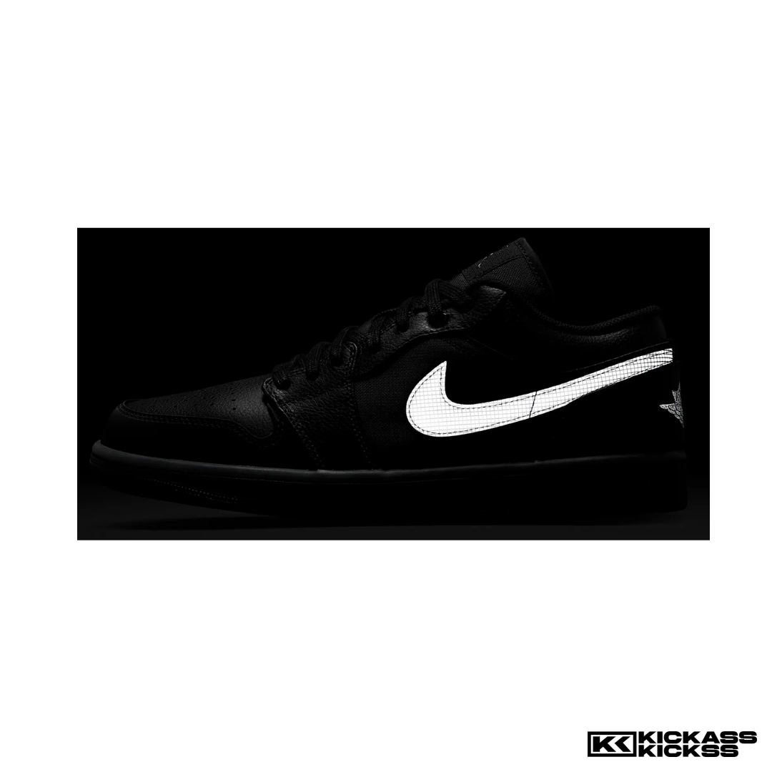 Jordan 1 Low Black White Dark Smoke Grey (REFLECTIVE SWOOSH)