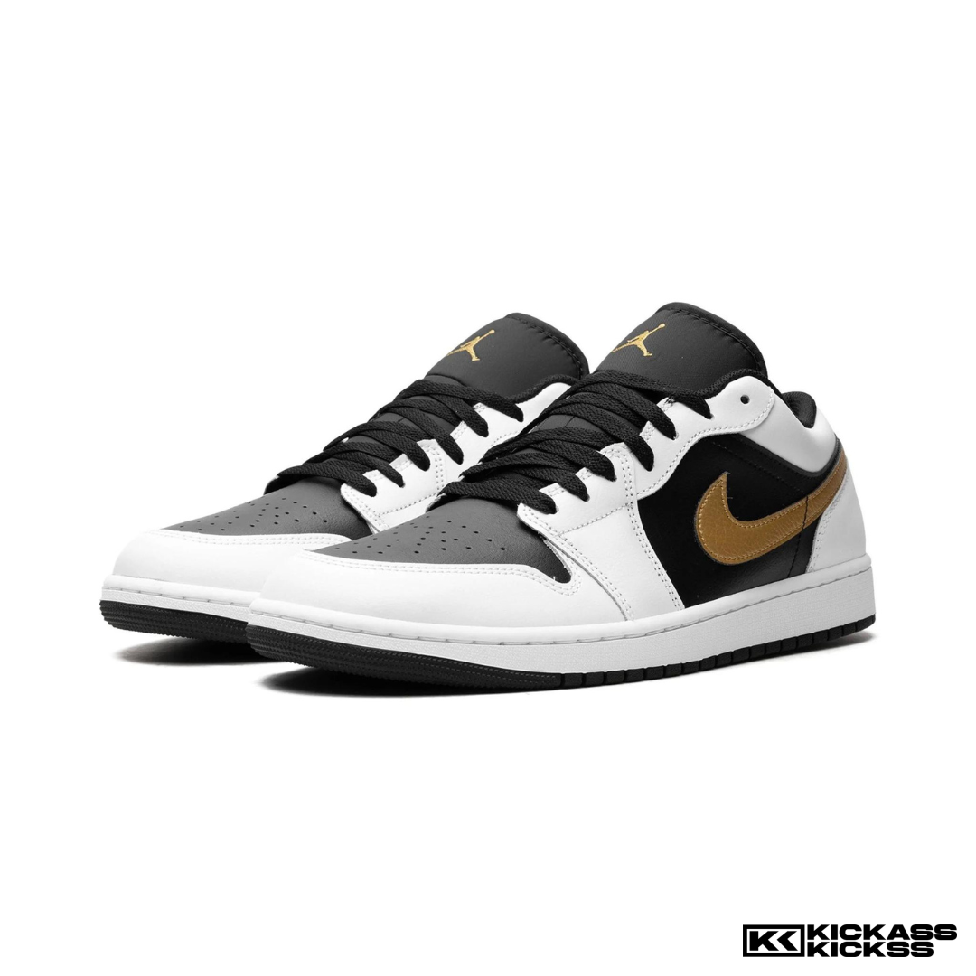 Jordan 1 Low White Black Metallic Gold Swoosh