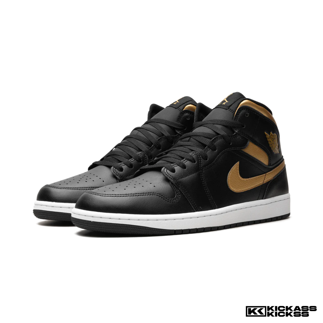 Jordan 1 Mid Black Metallic Gold
