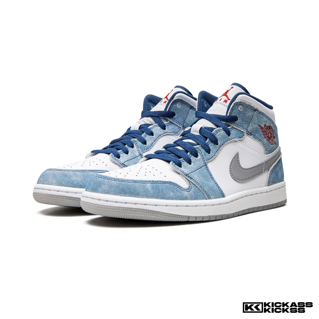 Jordan 1 Mid French Blue Fire Red