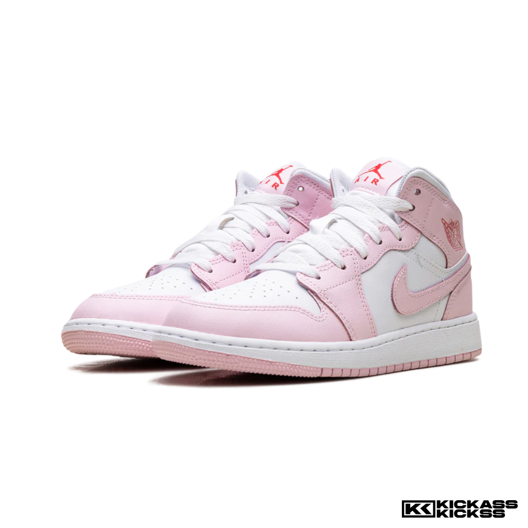 Jordan 1 Mid Pink Foam Fire Red (GS)