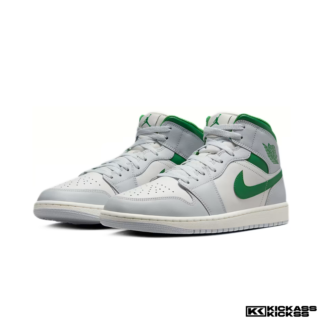 Jordan 1 Mid White Pure Platinum Pine Green