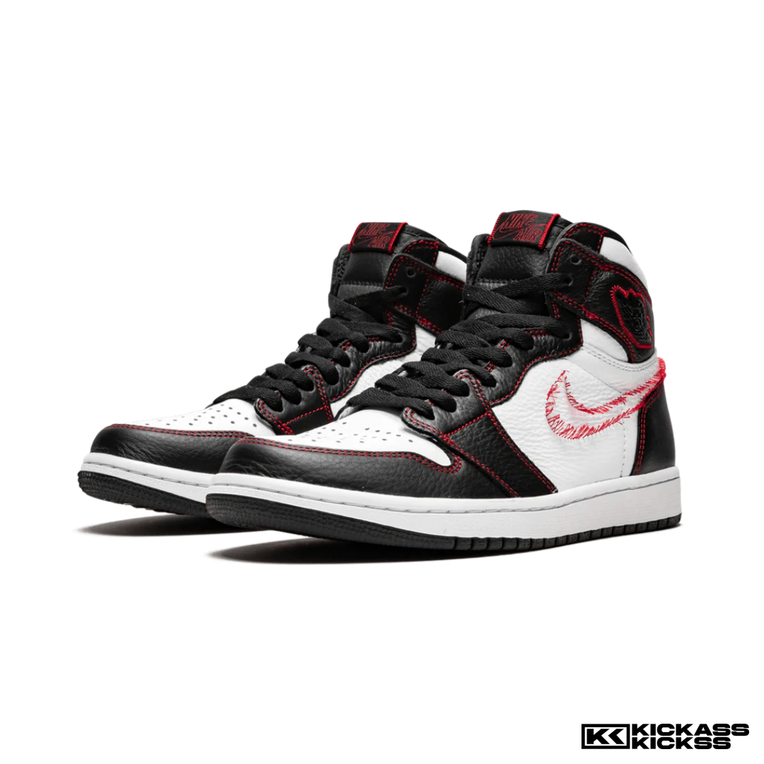 Jordan 1 Retro High Defiant White Black Gym Red