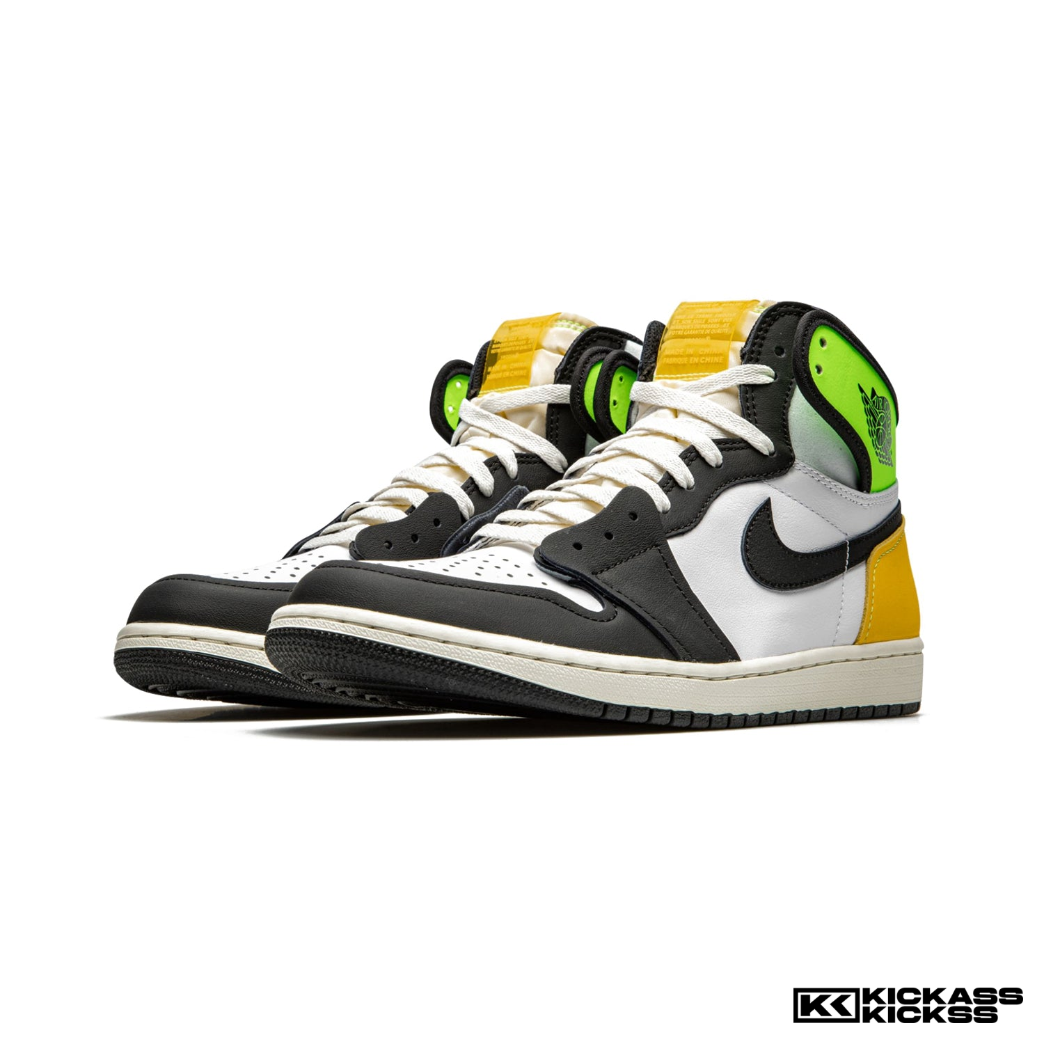 Jordan 1 Retro High White Black Volt University Gold