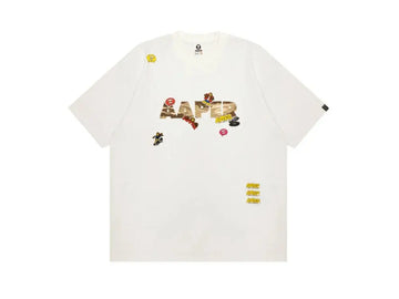 Aape Ape Head Print T-Shirt With Logo Cream
