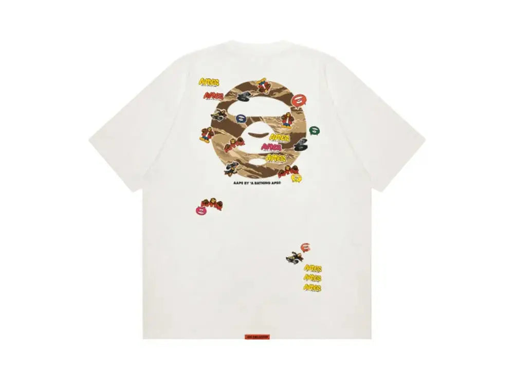 Aape Ape Head Print T-Shirt With Logo Cream