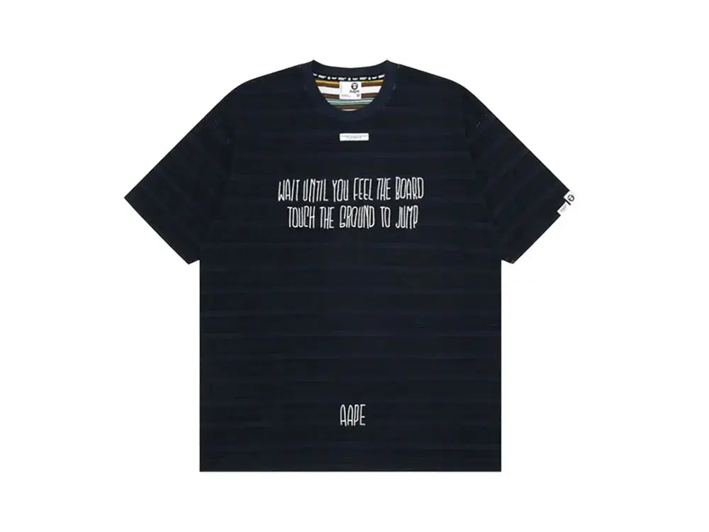Aape By *A Bathing Ape® Slogan-Embroidered Striped T-shirt