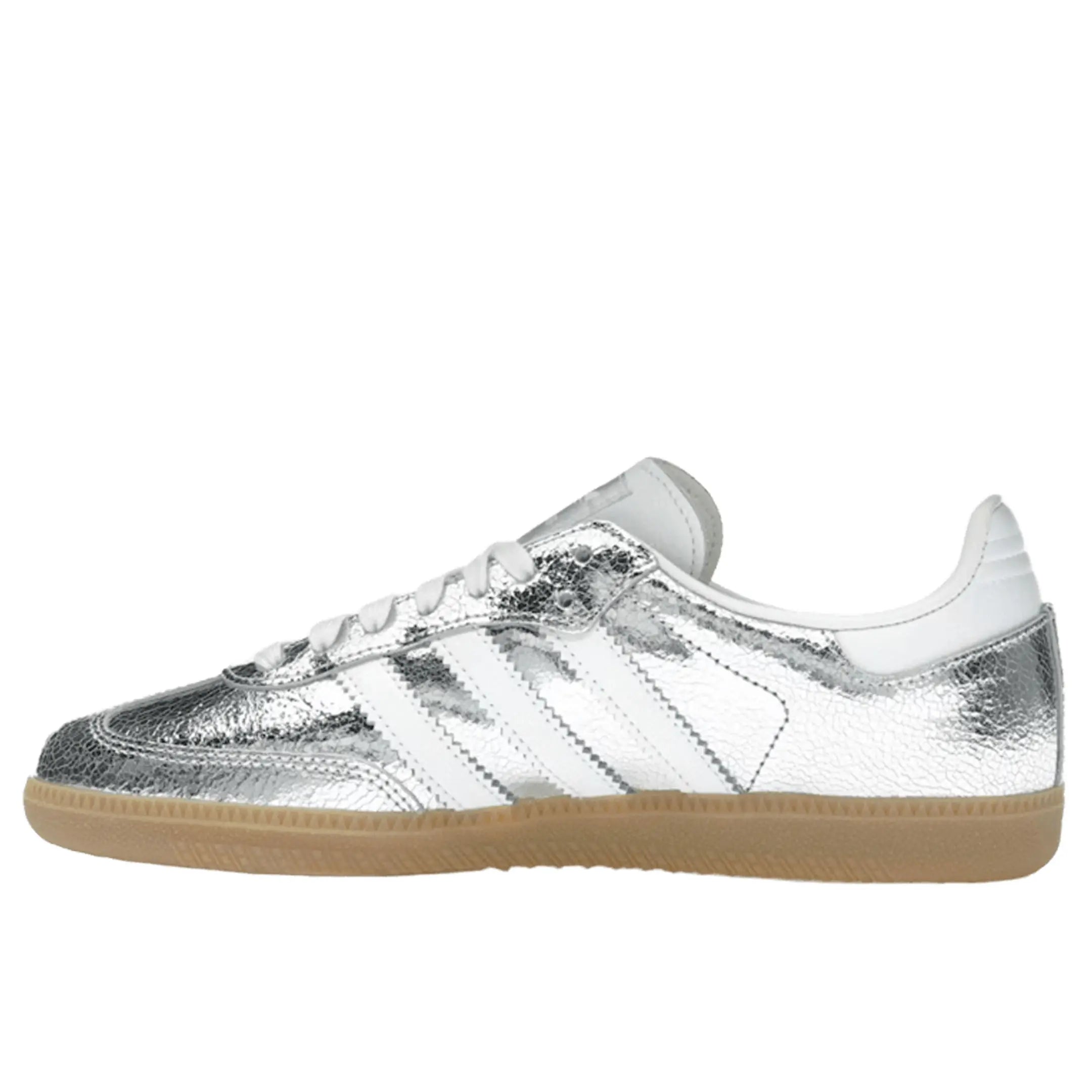 Adidas Samba OG Silver Metallic Cracked Leather (Women's)