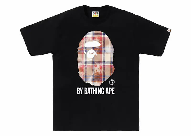 Bape Bleach Check Ape Head Tee Black