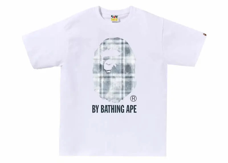Bape Bleach Check Ape Head Tee White