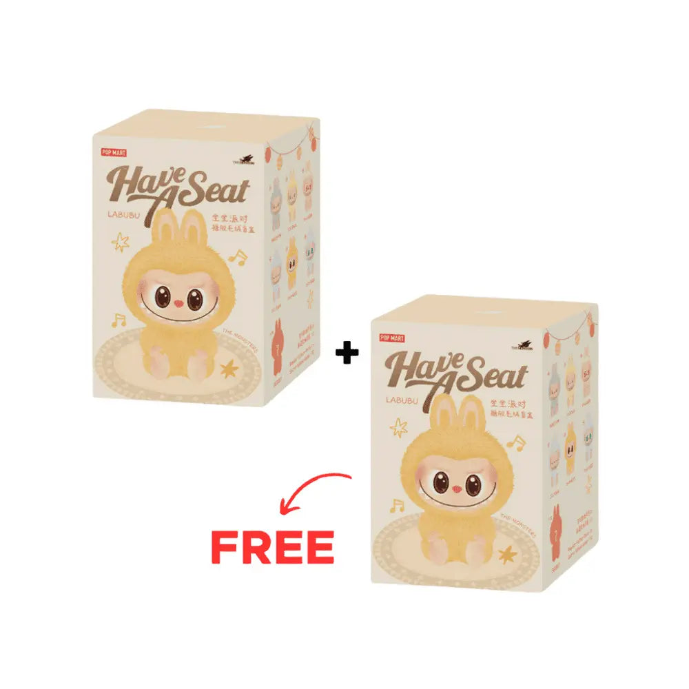 BUY 1 GET 1 FREE - Pop Mart Labubu The Monsters Have a Seat Vinyl Plush Sealed Case Pack of 1+1