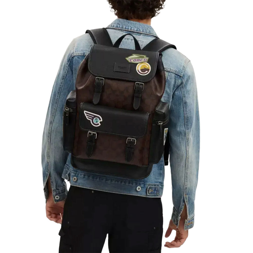 Sprint Backpack In Signature Canvas With Travel Patches