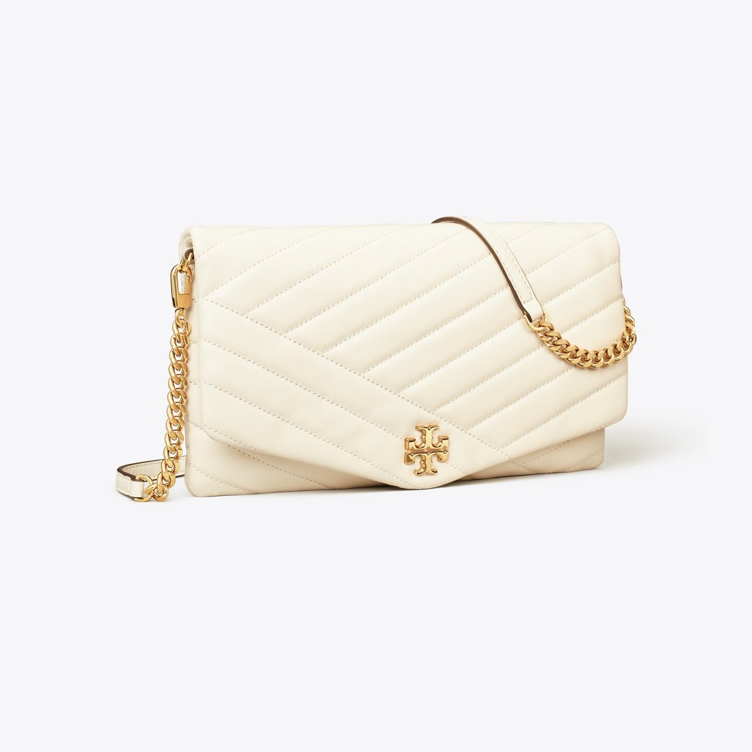 Tory Burch Kira Chevron Clutch New Ivory